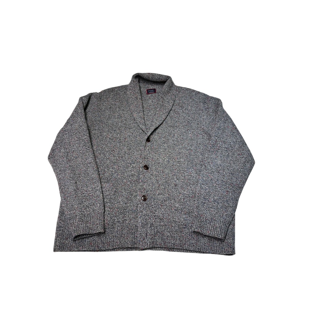 UNTUCKit Emeric Grey Donegal Lambswool Shawl Collar Cardigan Sweater Mens XL